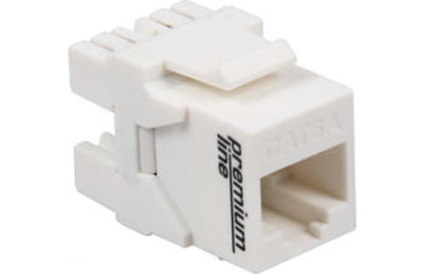 109121010 – Premium Line Category 6A 180° Unshielded Keystone Jack, Dual Type IDC, White