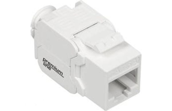 109324010 – Premium Line Category 6A 180°Unshielded Toolless Keystone Jack, Slim Type, White