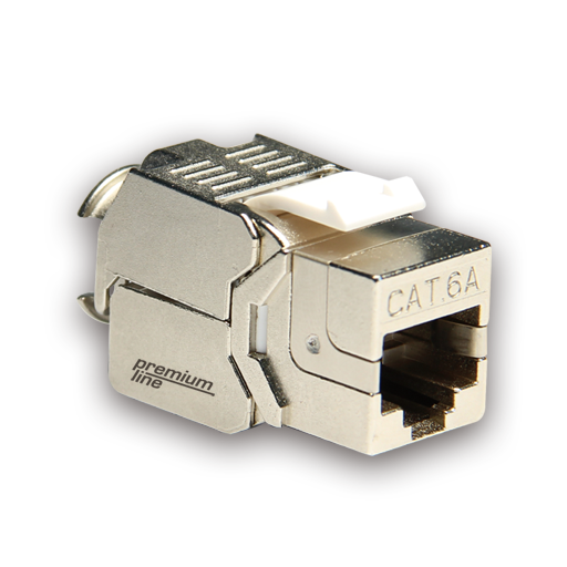 109924010 – Premium Line Category 6A 180° Shielded Die-casting Keystone Jack, Slim type, with shutter