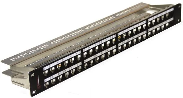 170244802 – High Density Shielded 48Port Unloaded Patch Panel for 180° shielded die-casting keystone jack (P/N 108524010, 109824010), 1U, with Cable Management