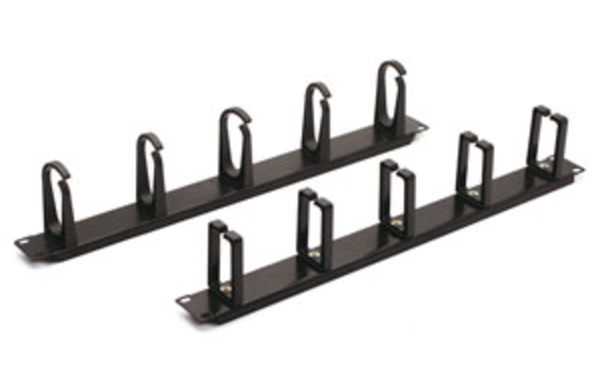 195070102 – 1U 19″ Cable management Bar, Ellips Plastic holder type, black