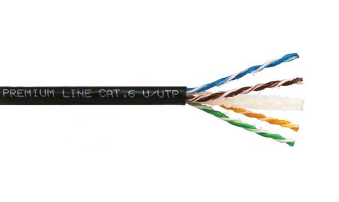 726143122 – Cáp mạng ngoài trời, U/UTP CAT6 23AWG, lõi đồng đặc, 4 đôi, 305m, có Gel filled -40C, vỏ PE, màu đen